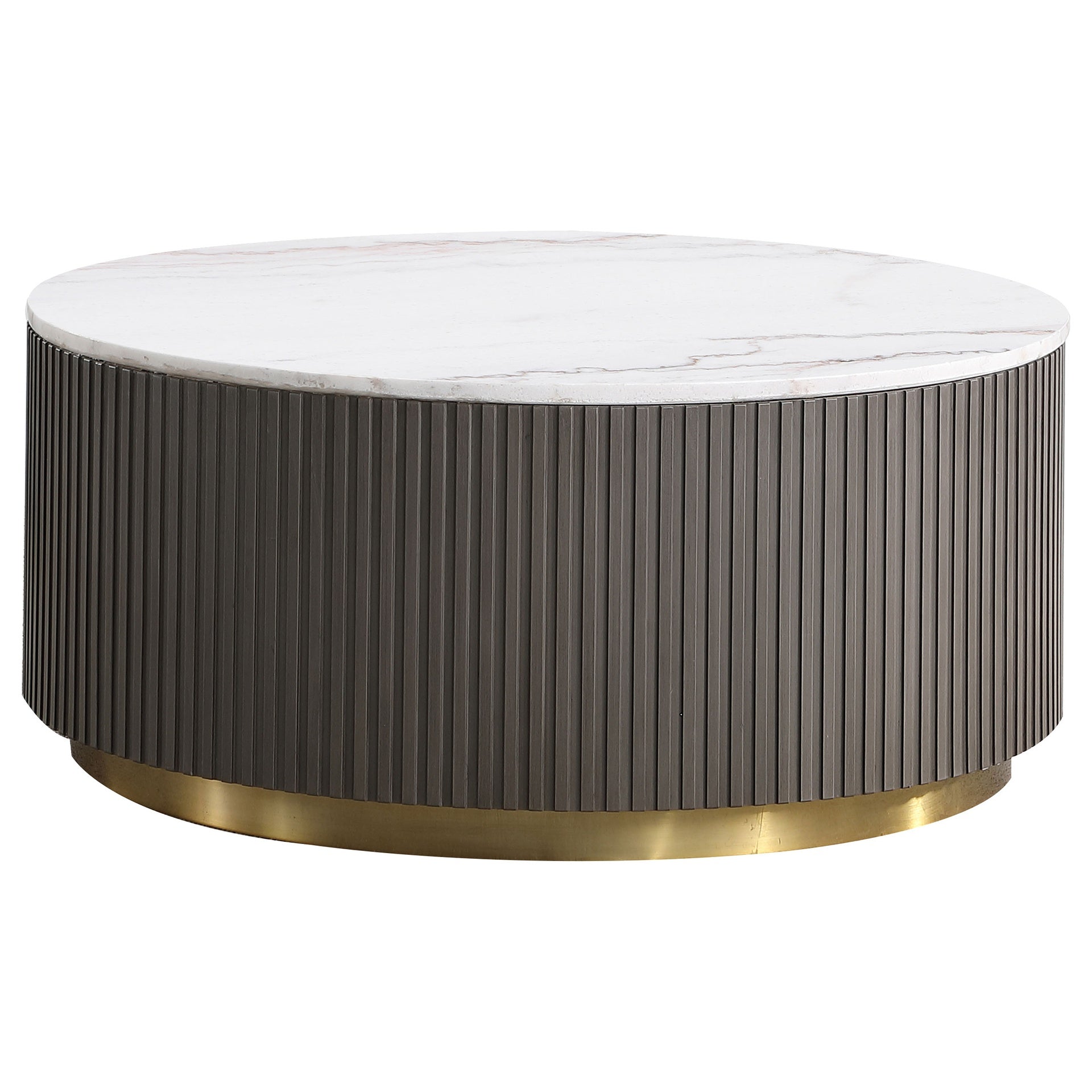 Sennewald White 2-piece Round Marble Coffee and End Table Set