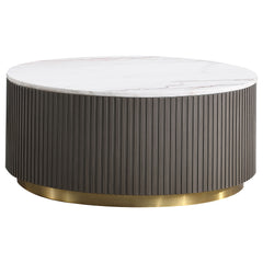 Sennewald White 2-piece Round Marble Coffee and End Table Set