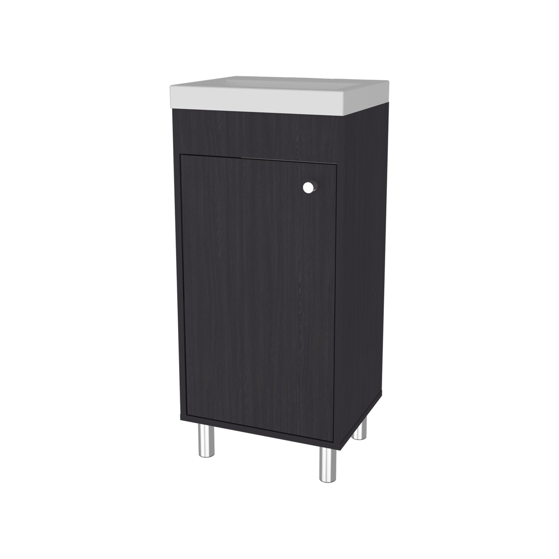 FM FURNITURE Oracle Bathroom Vanity, Single Door, Two Storage Shelves, Wengue Finish