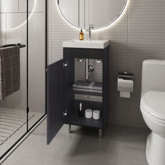 FM FURNITURE Oracle Bathroom Vanity, Single Door, Two Storage Shelves, Wengue Finish