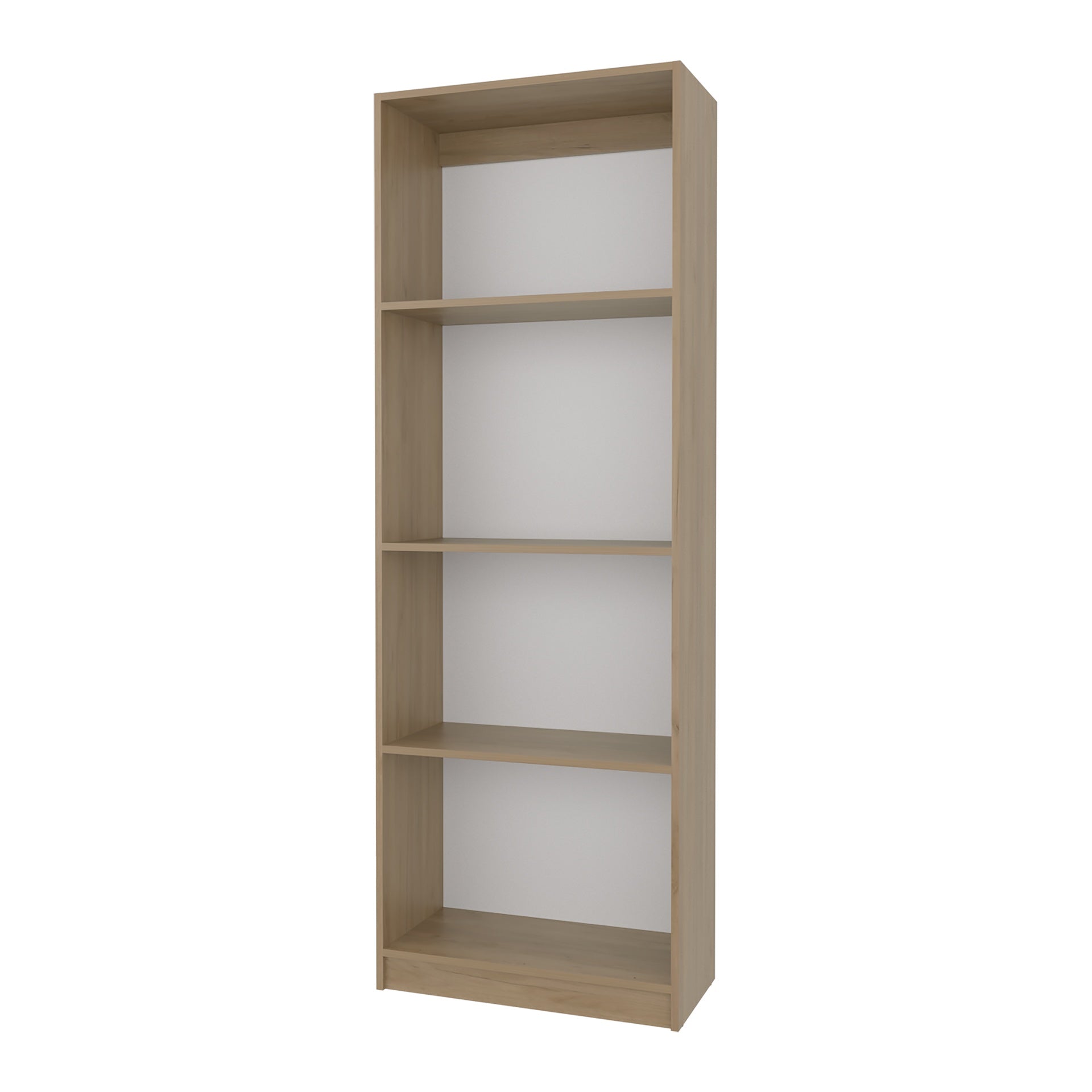 Bear Flat Bookcase with Open Storage and 4 Shelves ,Natural Oak and White