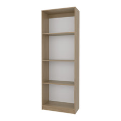 Bear Flat Bookcase with Open Storage and 4 Shelves ,Natural Oak and White