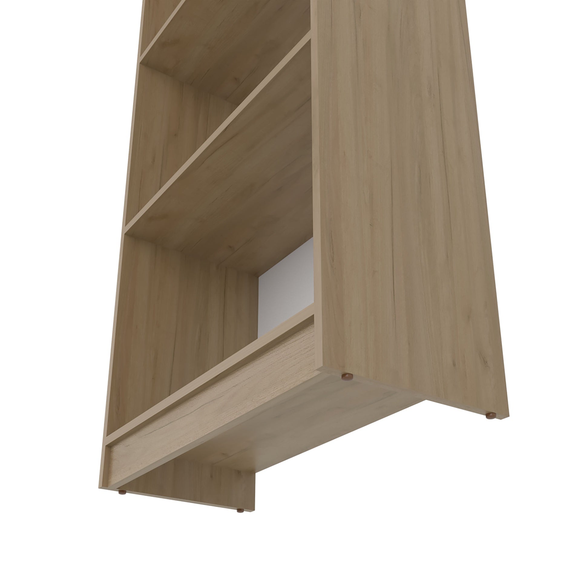 Bear Flat Bookcase with Open Storage and 4 Shelves ,Natural Oak and White
