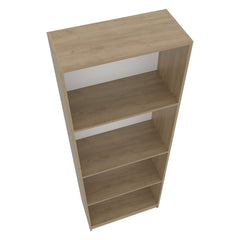 Bear Flat Bookcase with Open Storage and 4 Shelves ,Natural Oak and White