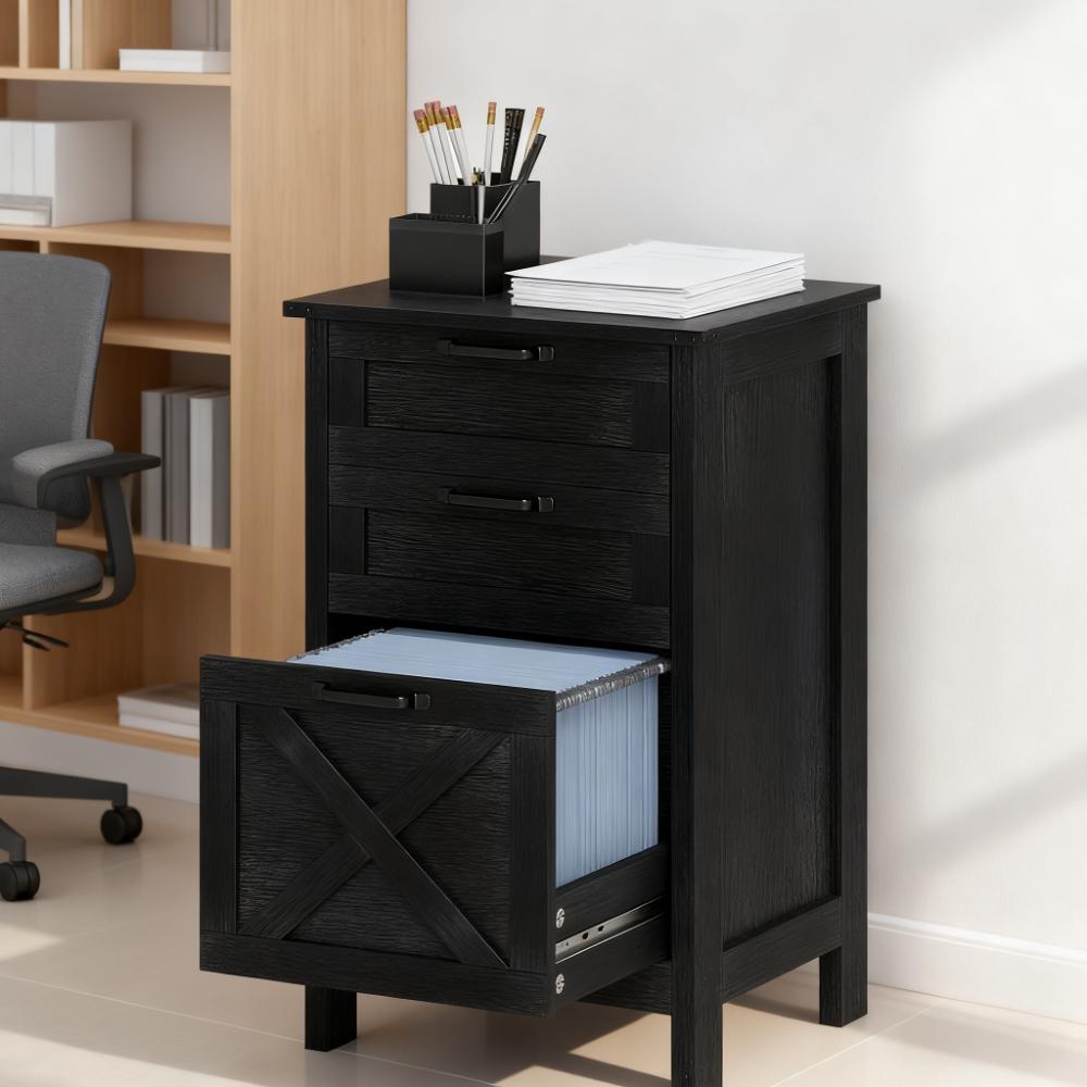 File Cabinet with 3 Drawers,Rustic Farmhouse Office Storage Cabinet,For Home and Office