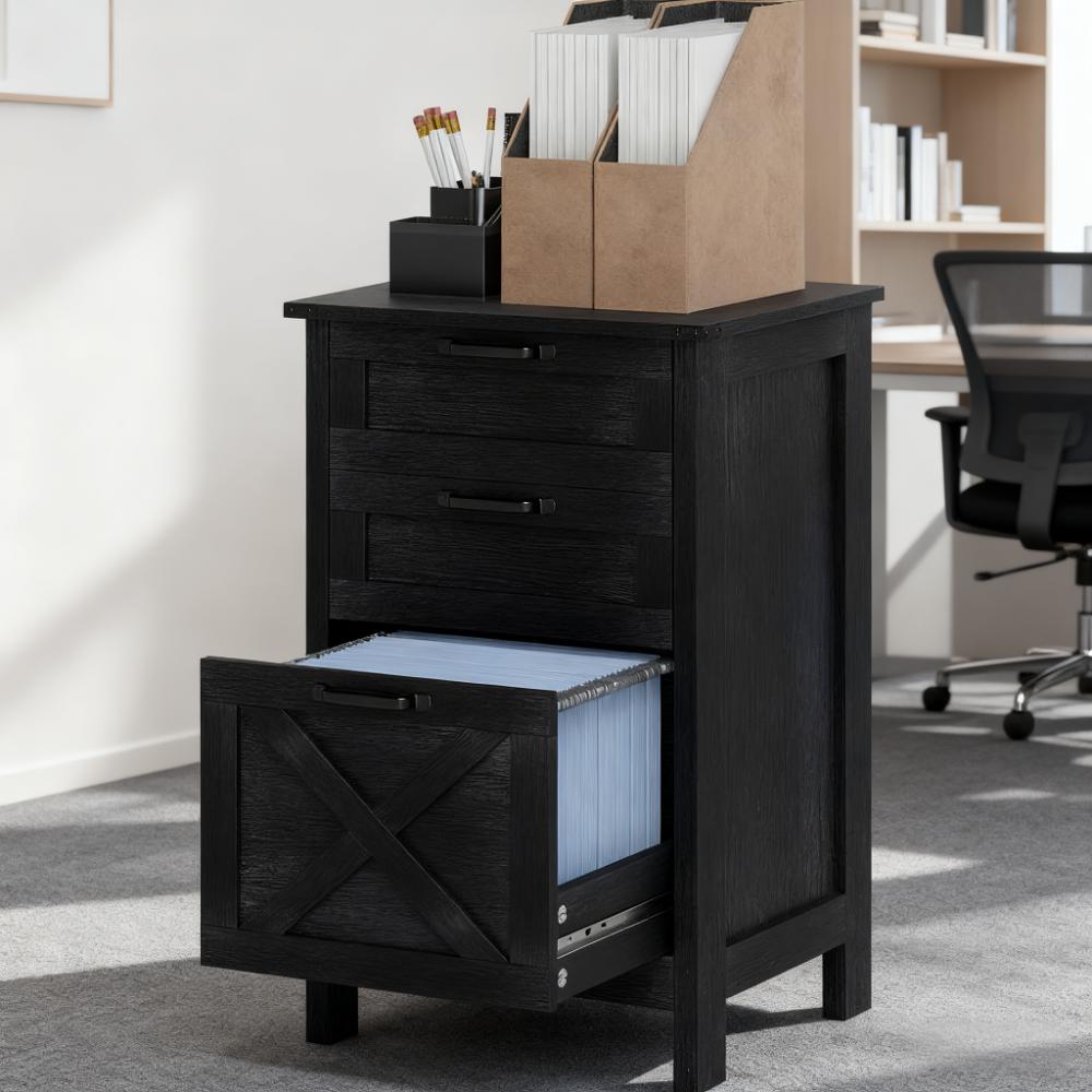 File Cabinet with 3 Drawers,Rustic Farmhouse Office Storage Cabinet,For Home and Office