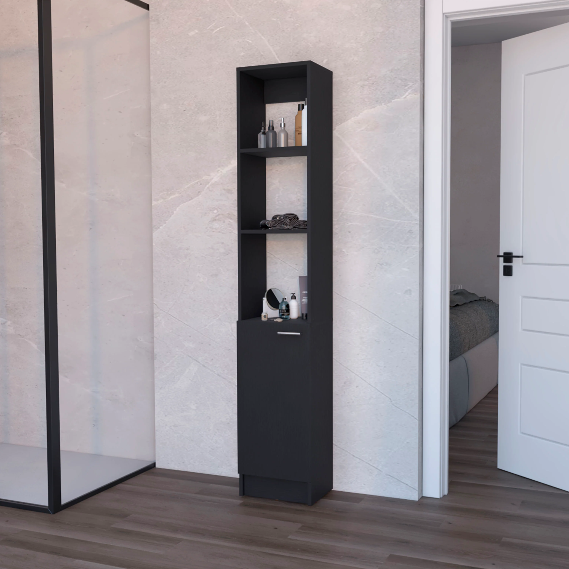 Wenge Linen Cabinet with 1-Door