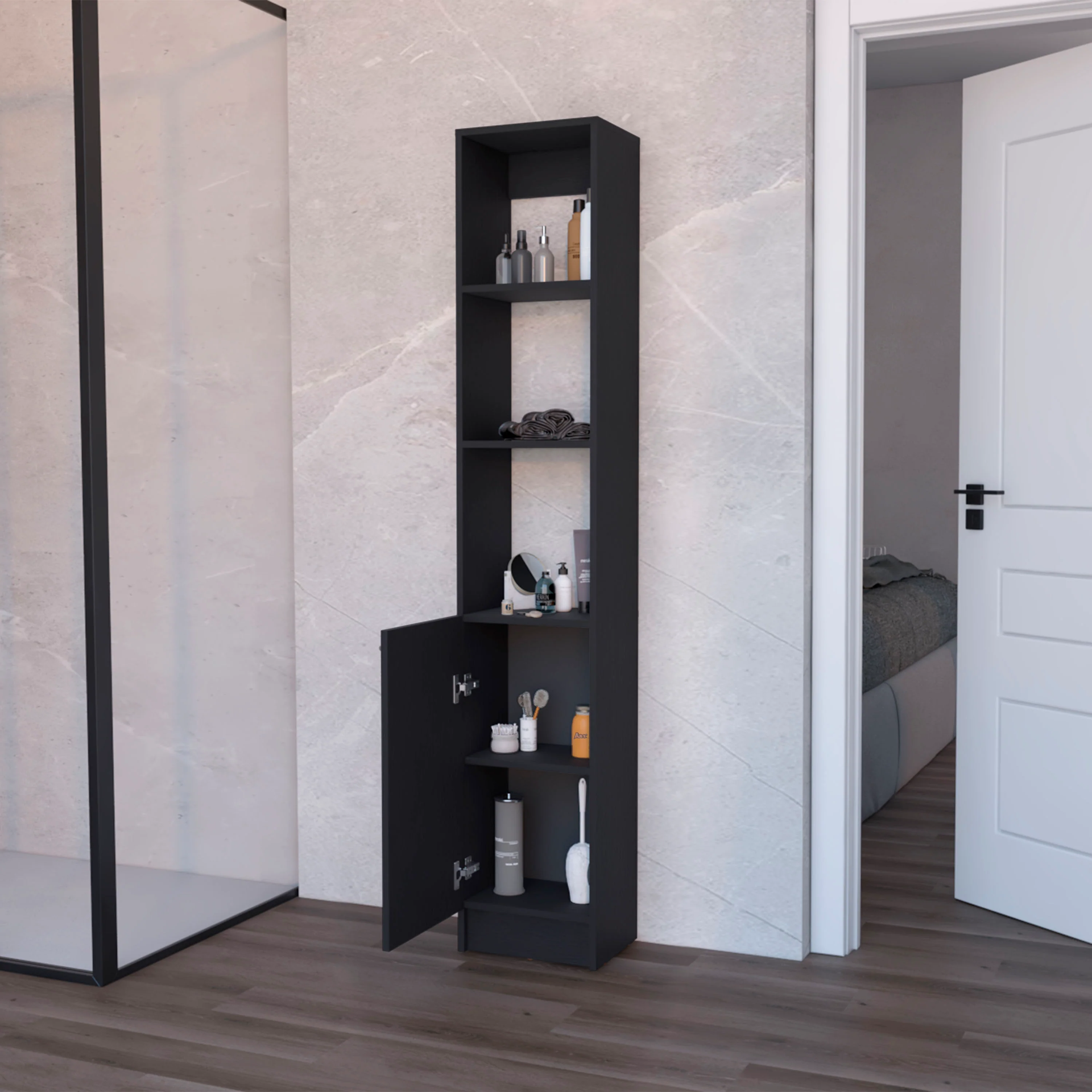 Wenge Linen Cabinet with 1-Door
