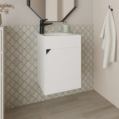 FM FURNITURE Nelson Bathroom Floating Vanity with a Door, White