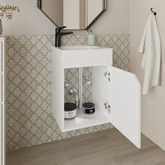FM FURNITURE Nelson Bathroom Floating Vanity with a Door, White