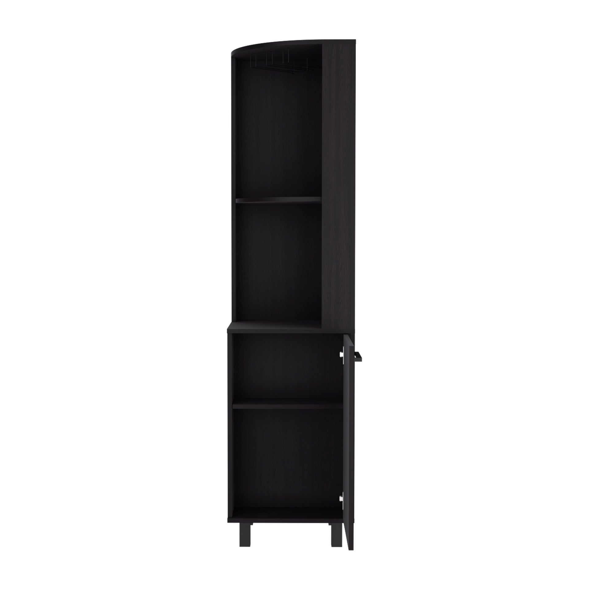 Corner Bar Single Door Cabinet Two Shelves, Ten Built-in Wine Rack, Two Interior Shelves