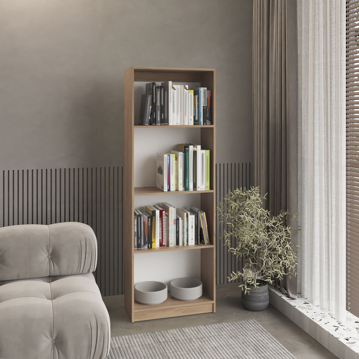Bookcase with Spacious Tier-Shelving Design