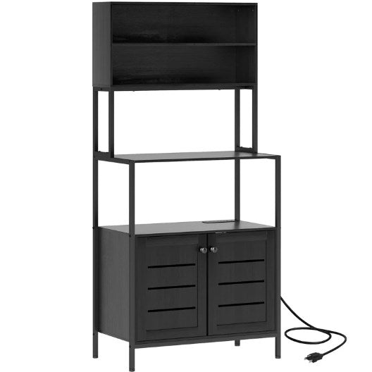 Convenient Coffee Station,Rack with Power Outlet and Storage Shelves
