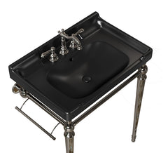 VICI 28" Bathroom Ceramic Basin with 3 pre-drilled hole, NO Cabinet and Faucet, Black
