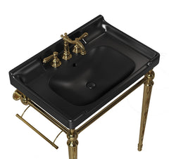 VICI 28" Bathroom Ceramic Basin with 3 pre-drilled hole, NO Cabinet and Faucet, Black