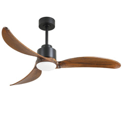 52" Ceiling Fan with Dimmable LED Light Remote Control,Quiet DC Motor 6 Speed Levels,Adjust Height( 3 PCS Rod) Reversible Ceiling Fan, for Patio Living Room, Bedroom, Office,Indoor.(Matte Black +Wood)