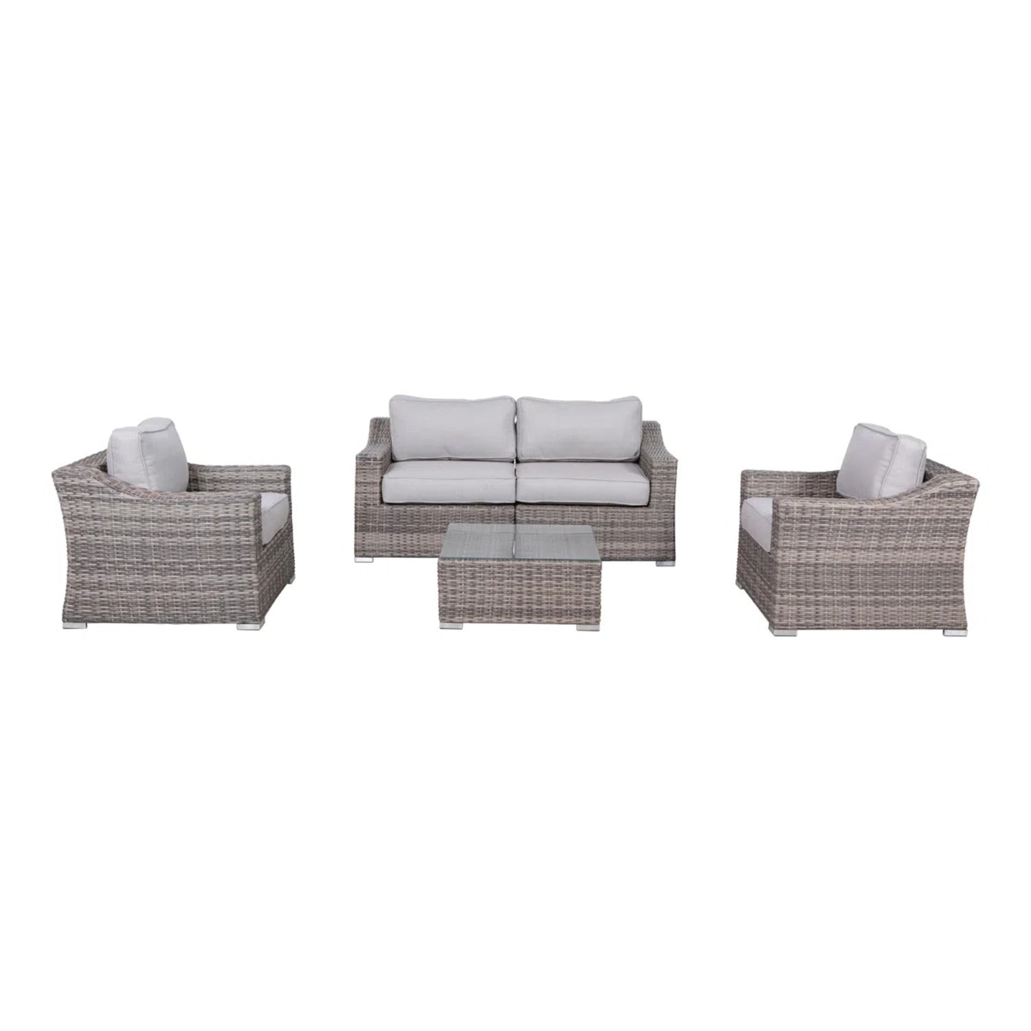 LSI 4-Seater Wicker Conversation Set with Cushions – All-Weather & Assembled