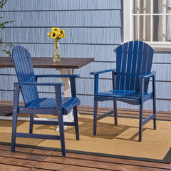 Outdoor Weather Resistant Acacia Wood Adirondack Dining Chairs (Set of 2), Blue Navy Finish