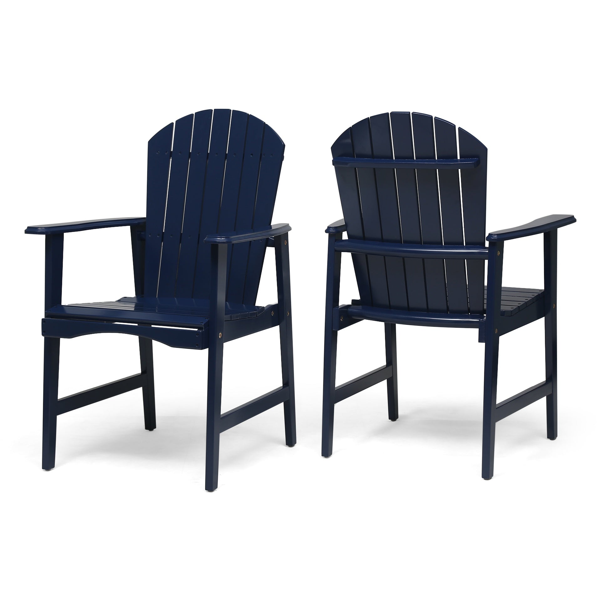 Outdoor Weather Resistant Acacia Wood Adirondack Dining Chairs (Set of 2), Blue Navy Finish