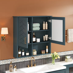 2-in-1 Bathroom Mirror Cabinet, 30 inch Wall Mounted Medicine Cabinet with Adjustable Shelves & Soft Close Doors, High-Define Mirror with Storage for Bathroom Vanity