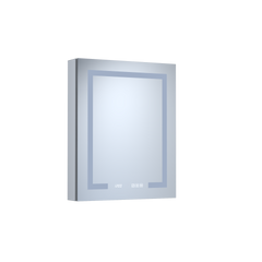 24 in. W x 30 in. H Rectangular Silver Aluminum Recessed/Surface Mount Right Medicine Cabinet with Mirror LED and Clock