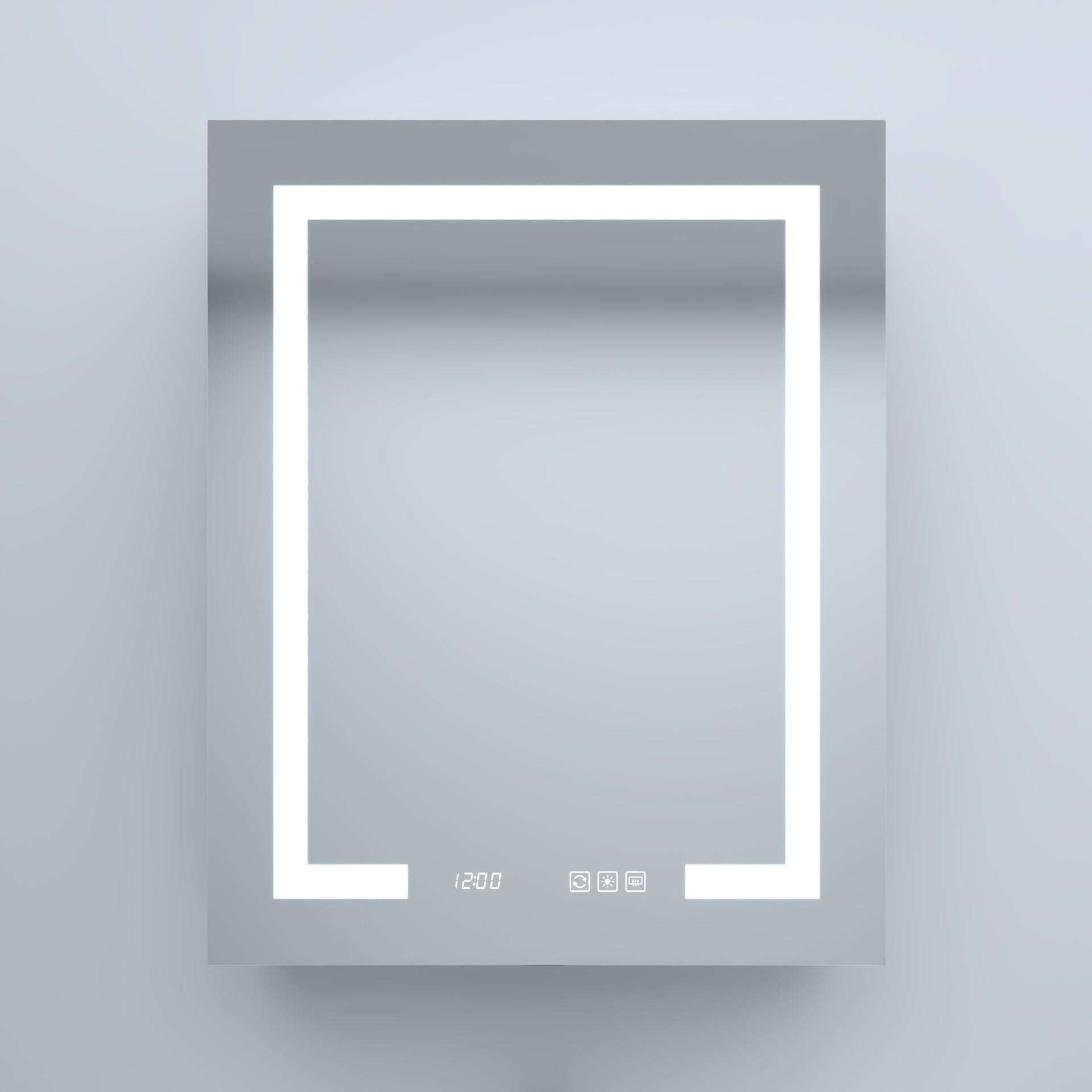 24 in. W x 30 in. H Rectangular Silver Aluminum Recessed/Surface Mount Right Medicine Cabinet with Mirror LED and Clock