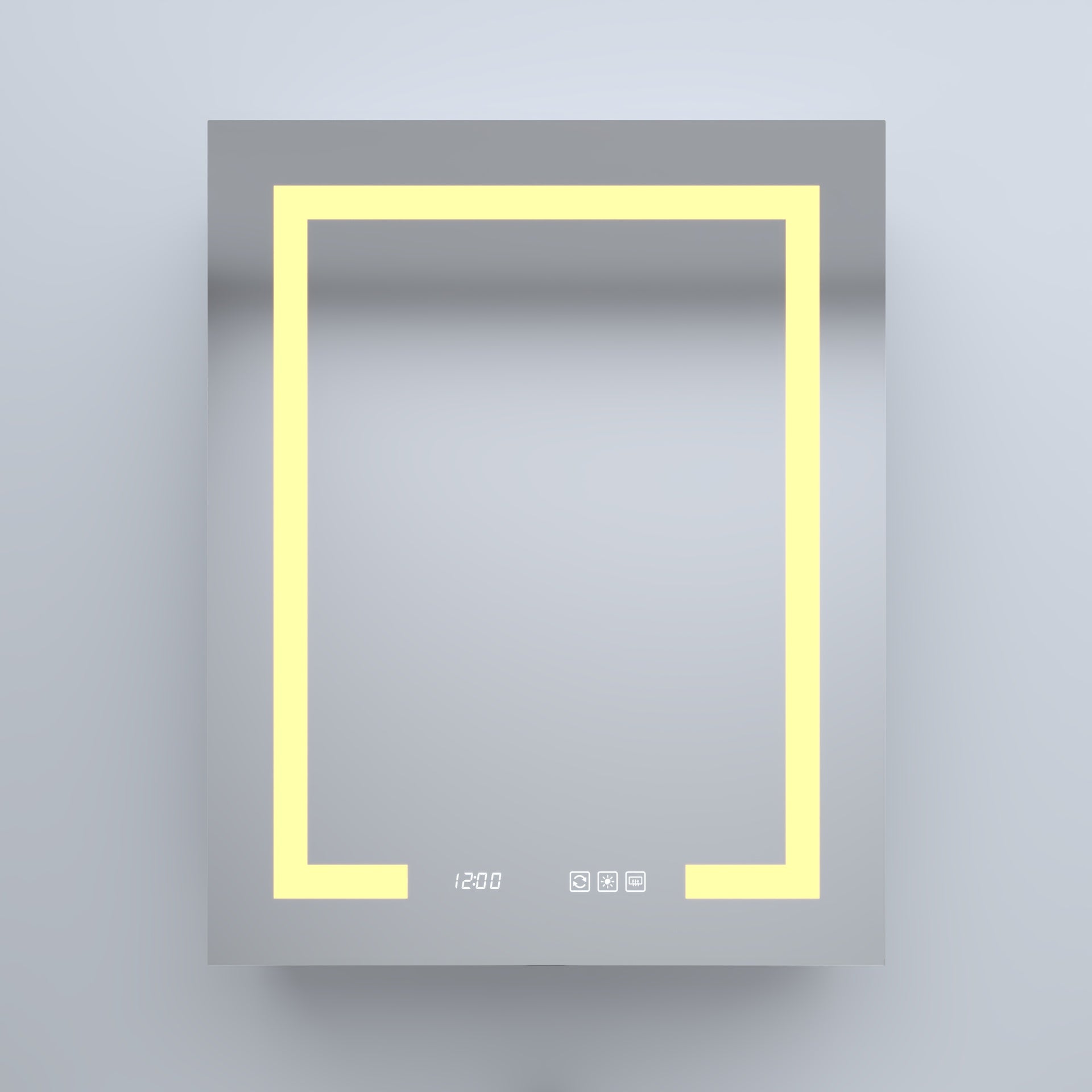 24 in. W x 30 in. H Rectangular Silver Aluminum Recessed/Surface Mount Right Medicine Cabinet with Mirror LED and Clock
