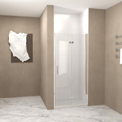 33-32 "x 72" Bifold Shower Door, 1/4"(6mm) Tempered Glass, Chrome Aluminum Frame, Explosion Proof Film