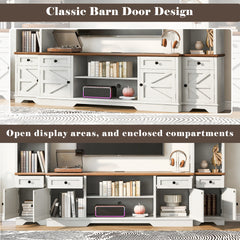 U-Can 98.8" W Wall Unit Entertainment Center with Bookshelves for TVs up to 80", Modern TV Stand Media Console with Cabinets and Adjustable Shelves for Living Room