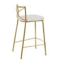 Modern Charlotte 25" Contemporary Fixed-Height Counter Stool in Gold Metal and White Faux Leather by LumiSource - Set of 2