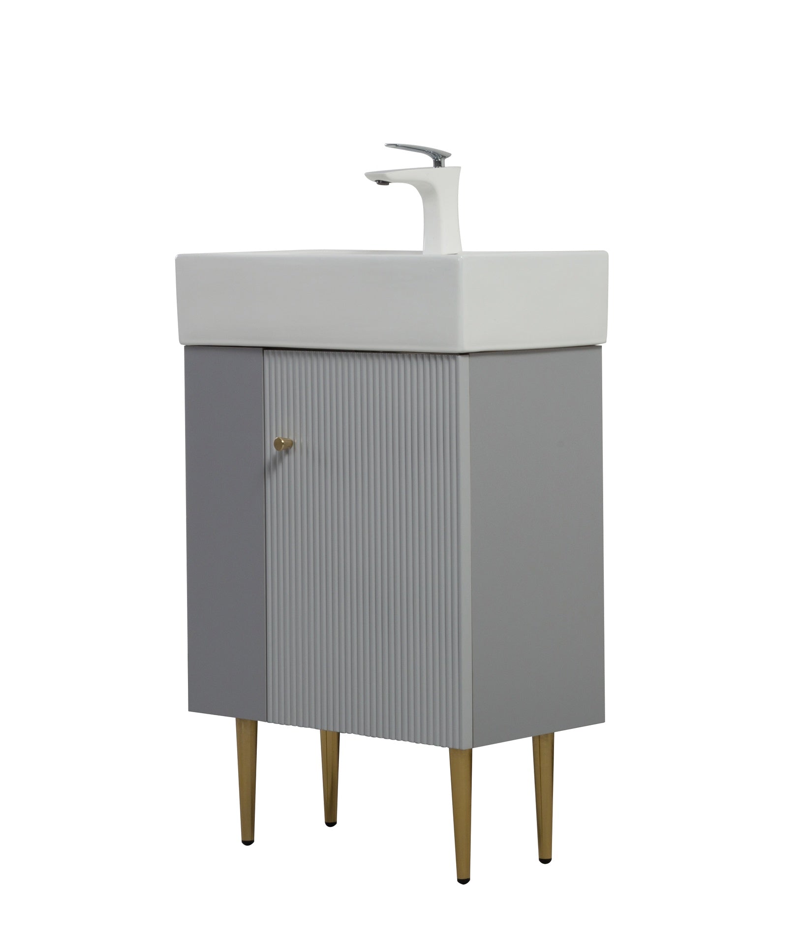 21.6" Vanity Base Only, Open Shelf on the Left, Matt Grey GF-24V06-21MGL-W1573P224394