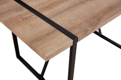 55" Dining Table modern rustic Industrial Rectangular MDF Wood Colour For 4-6 Person, With 1.5" Thick Engineered Wood Tabletop and Black Metal Legs, For writing DeskKitchen terrace Dining Living Room