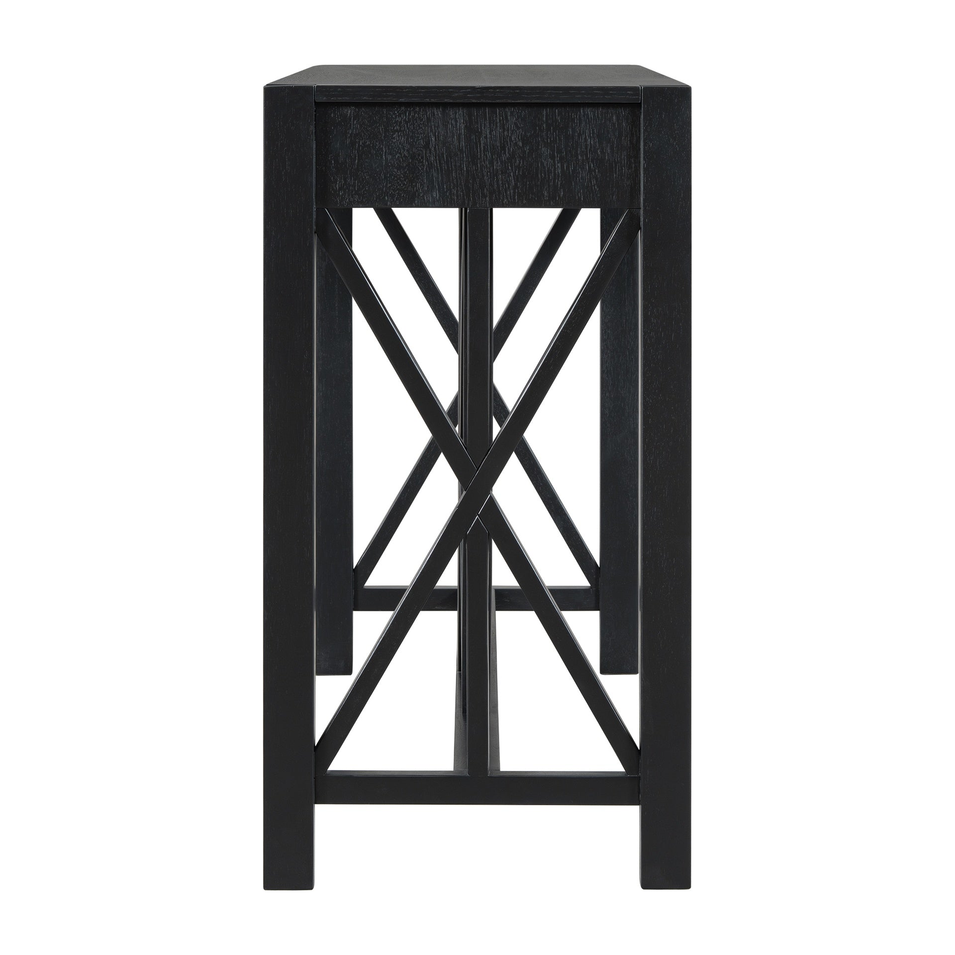 U_Style 60''Acacia Veneer Console Table with 4 Spacious Drawers, Modern Crisscross Design Entryway Table with Open Bottom Storage,Farmhouse Sofa Table for Living Room,Kitchen,Dining Room,Hallway