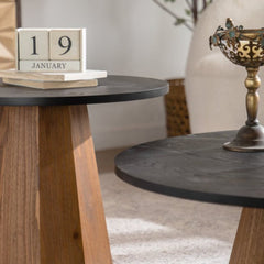 Round Coffee Table Sturdy Pedestal Wooden Tea Table for Living Room Easy to Assemble