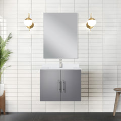 Dark Grey Bath Vanity 24 in. W x 22 in. D, White Quartz Top, and Faucet Set