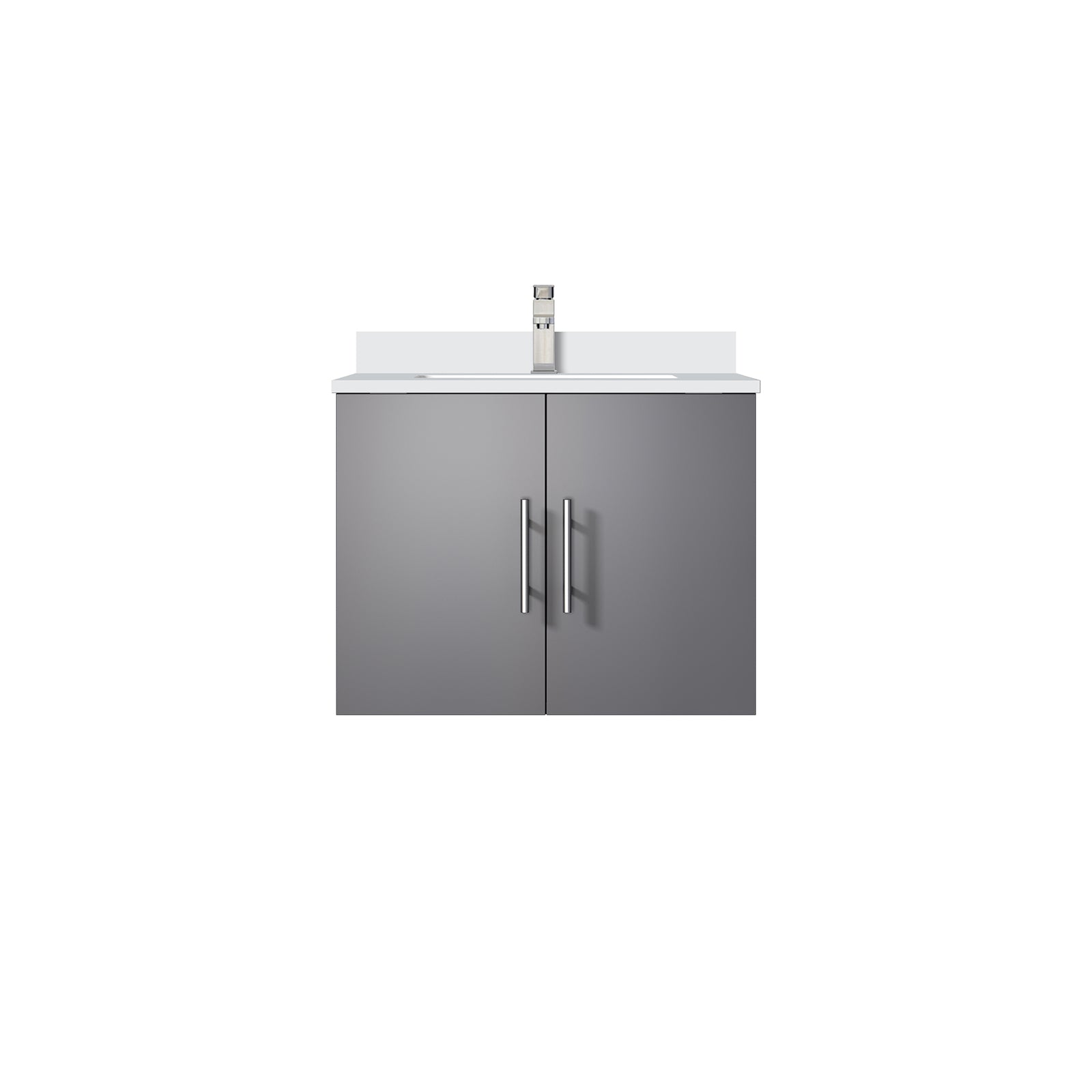 Dark Grey Bath Vanity 24 in. W x 22 in. D, White Quartz Top, and Faucet Set
