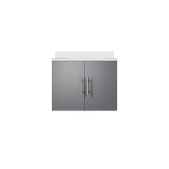 Dark Grey Bath Vanity 24 in. W x 22 in. D, with White Quartz Top