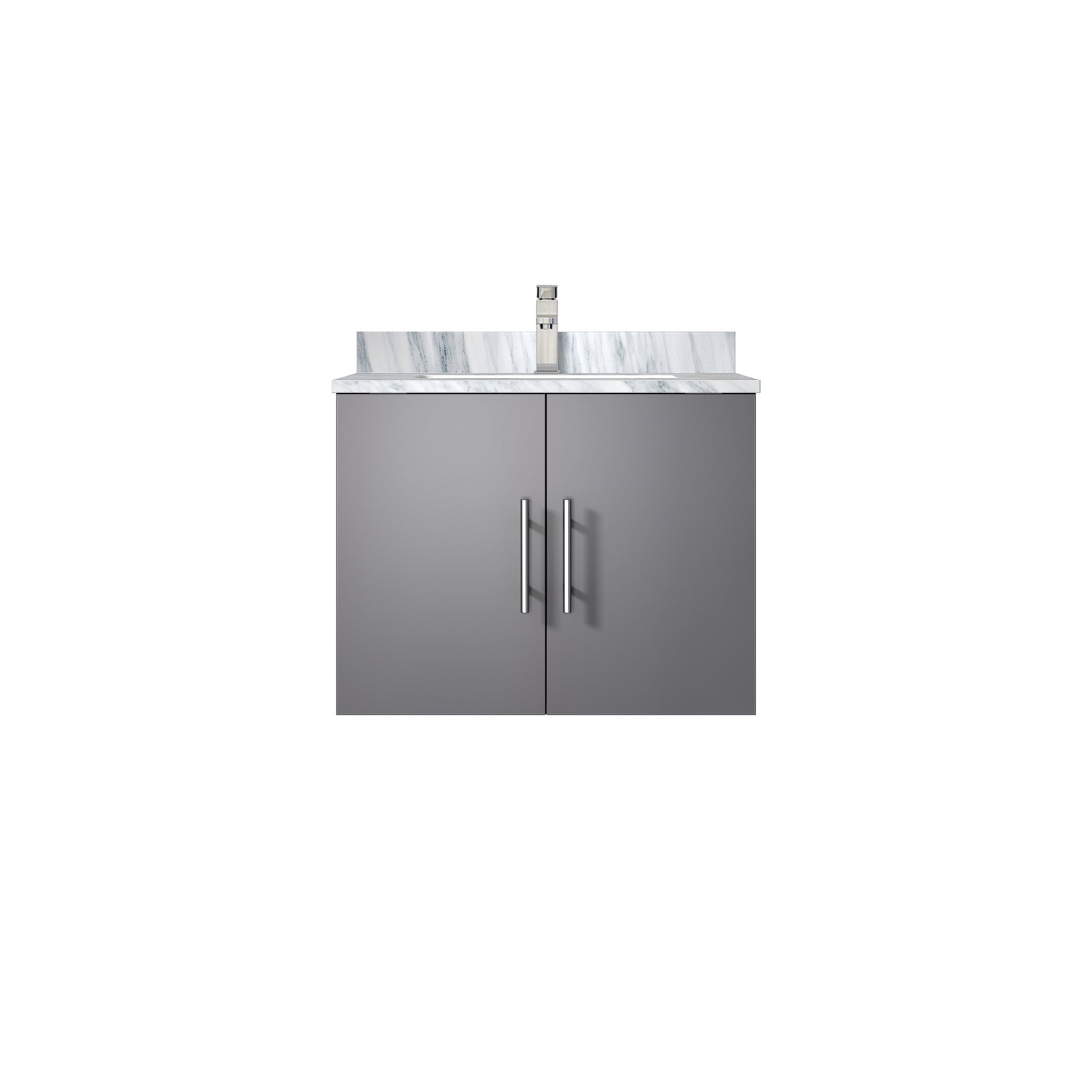 Dark Grey Bath Vanity 24 in. W x 22 in. D, Carrara Marble Top, and Faucet Set