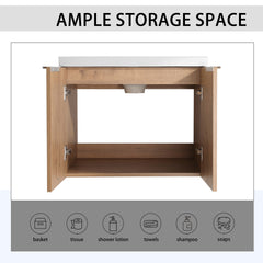 Bathroom Cabinet With Sink,Soft Close Doors,Float Mounting Design,24 Inch For Small Bathroom,24x18-00624 IMO(KD-Packing)