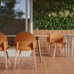 Holiday - 4-Pack Tropical Orange Chairs – Red Oak Wood Legs & PP Seat, Indoor Dining & Living Room Furniture Set