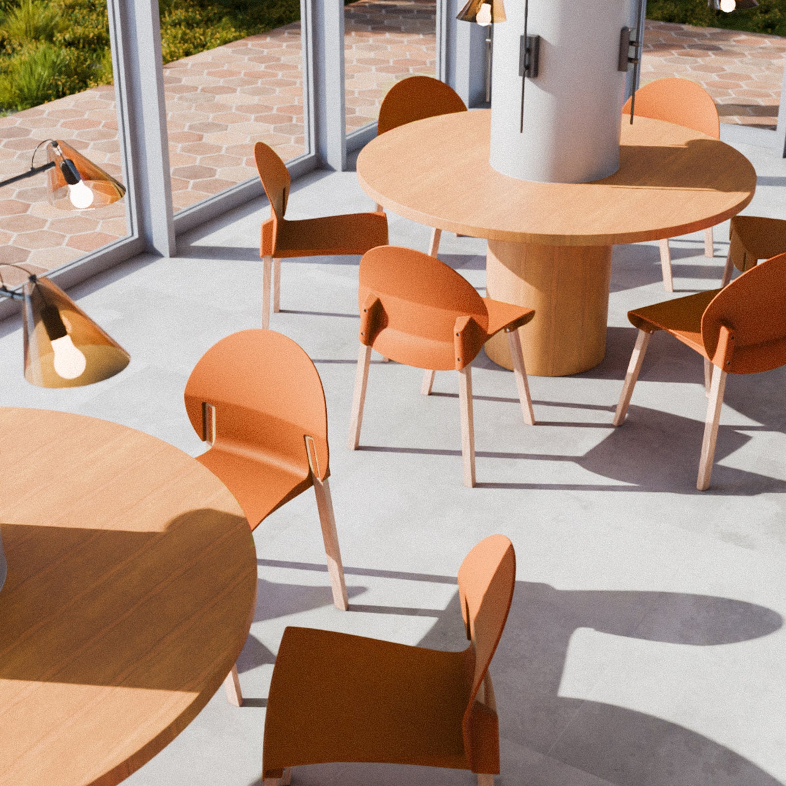 Holiday - 4-Pack Tropical Orange Chairs – Red Oak Wood Legs & PP Seat, Indoor Dining & Living Room Furniture Set
