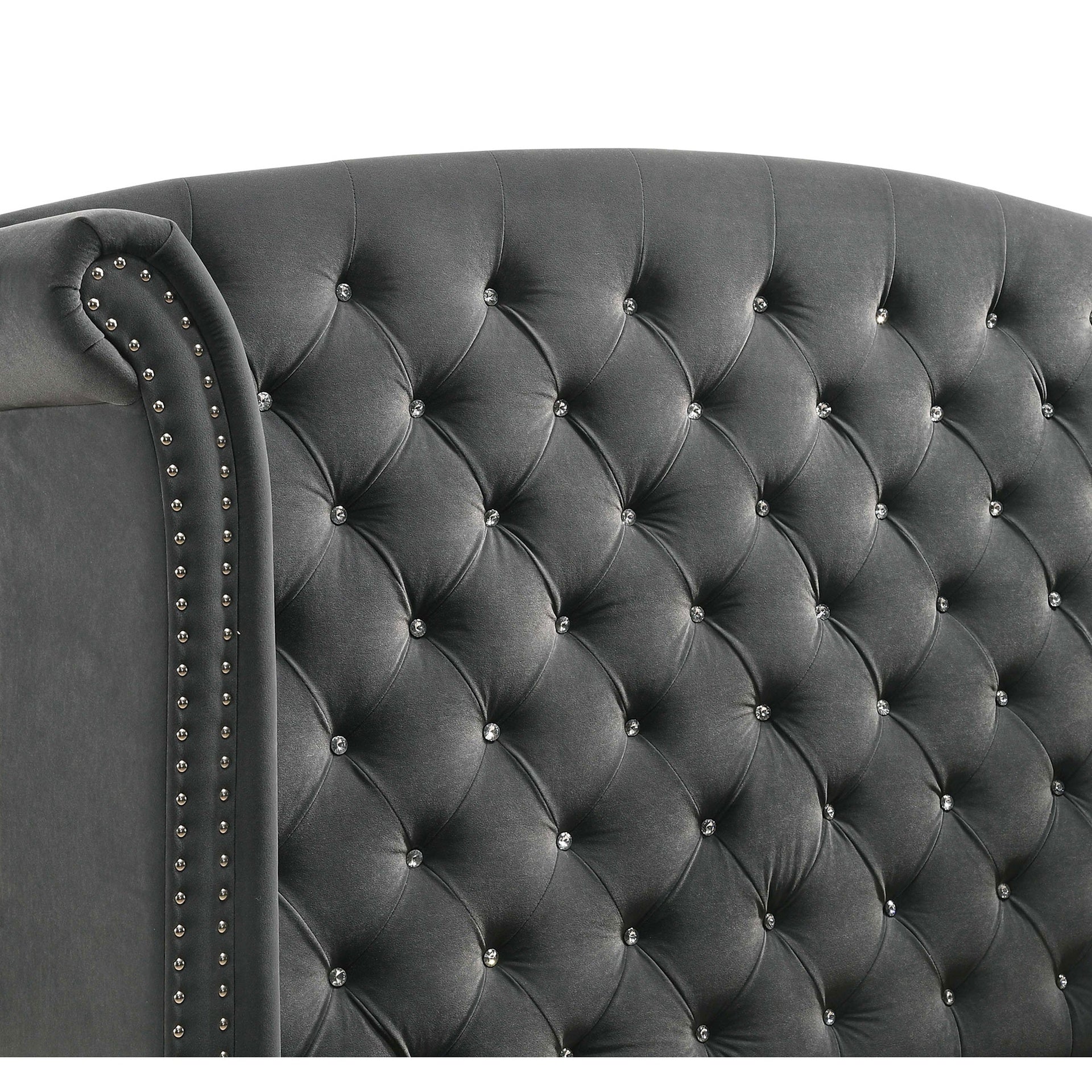 Kennedy Grey Upholstered Queen Wingback Bed
