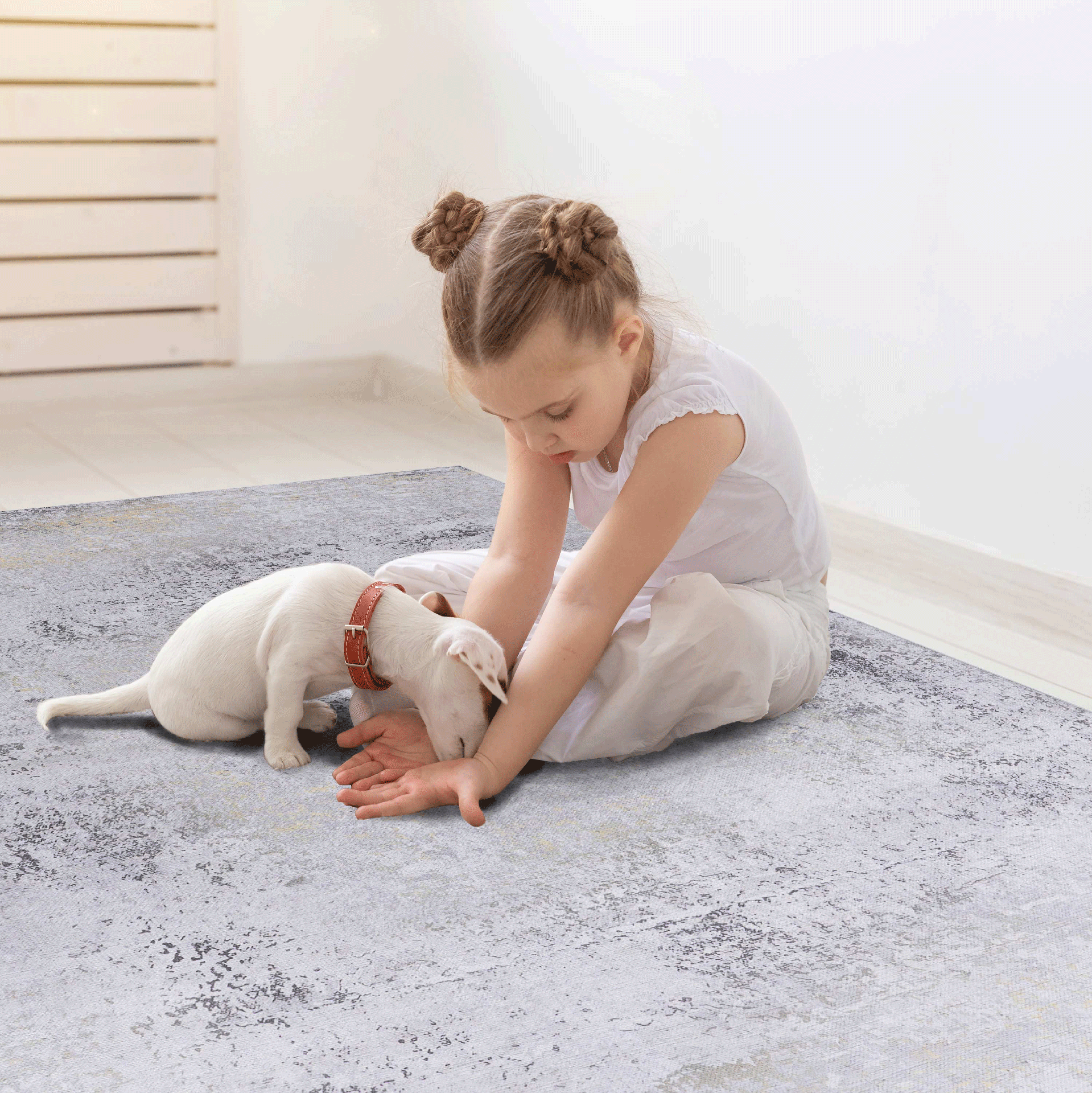 MAVAL Gold Washable Rug 8x10 Area Rug (Gray+Gold, 8' x 10')