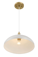 Astral Single Light White Pendant Lamp with Golder Brass Finish for Entrance Kitchen Island 14"D × 8"H