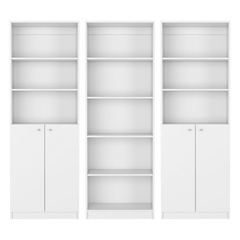 Salina 3 Piece Living Room Set with 3 Bookcases, White