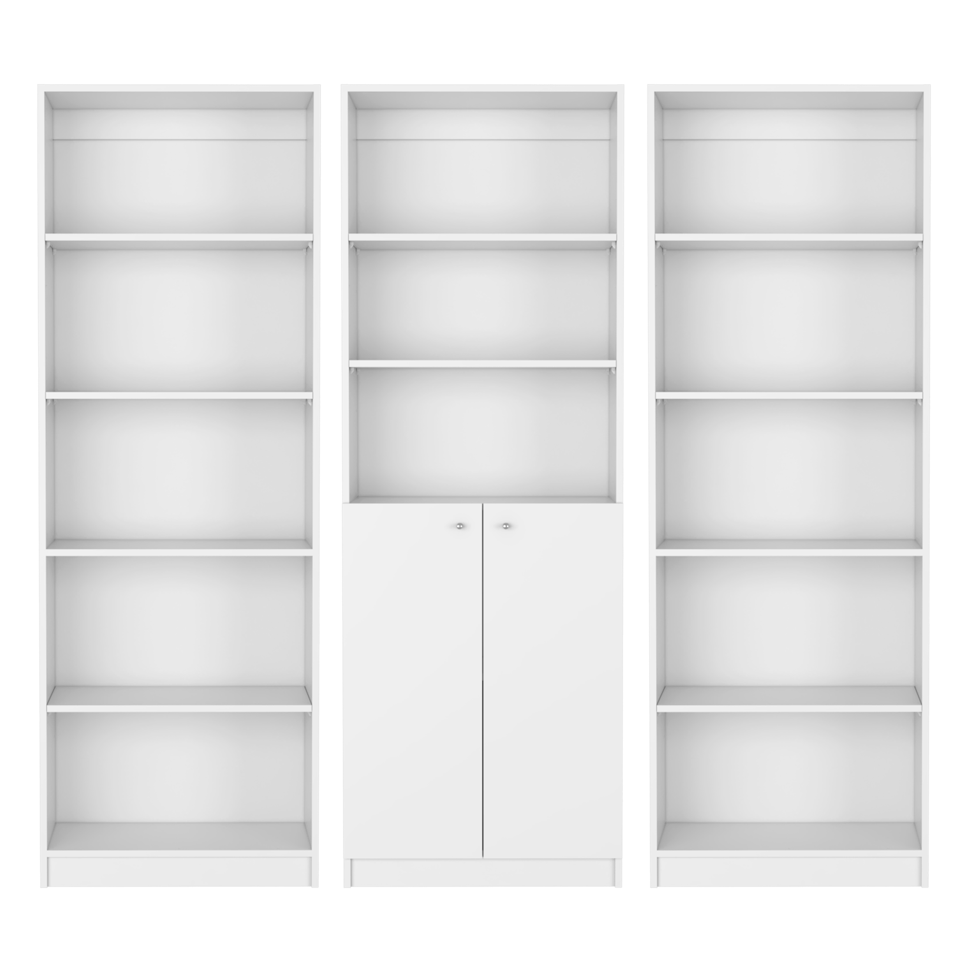 Penrose 3 Piece Living Room Set with 3 Bookcases, White