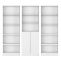 Penrose 3 Piece Living Room Set with 3 Bookcases, White