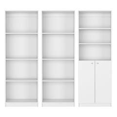 Oasis 3 Piece Living Room Set with 3 Bookcases, White