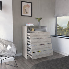 Four Drawer Dresser Wuju, Bedroom, Light Gray / White