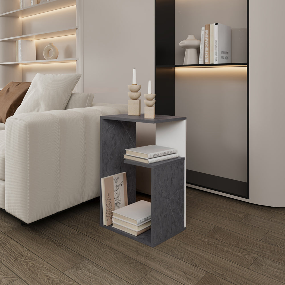 Side Table Sallis, Living Room, Onyx/White